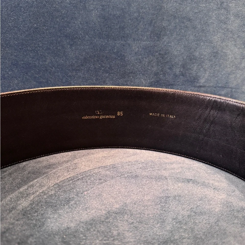 VALENTINO GARAVANI Belt 85CM ‎ Black Patent Leather Corset 1990 1980 ITALY